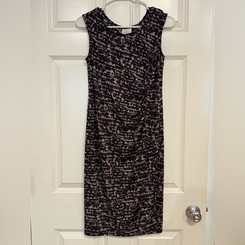 Oh Baby by Motherhood Dark Purple, Black, and Gray Midi Dress